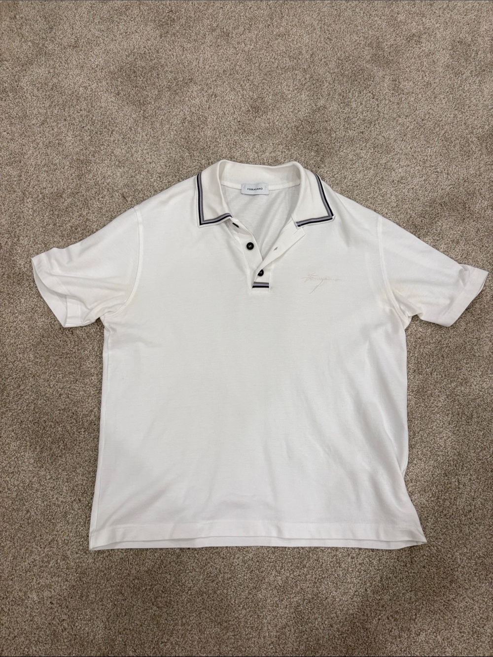 Men's White Polo Shirt with Contrast Trim